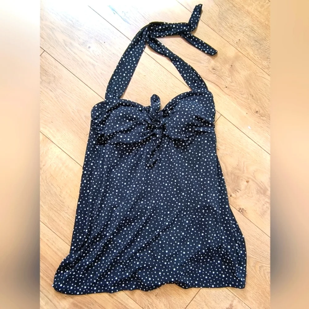 Miami Retro Swimsuit Halter-Tie Polka Dot & Ruched Skirt in Size 12 - Picture 4 of 13